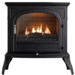 black flueless gas stove