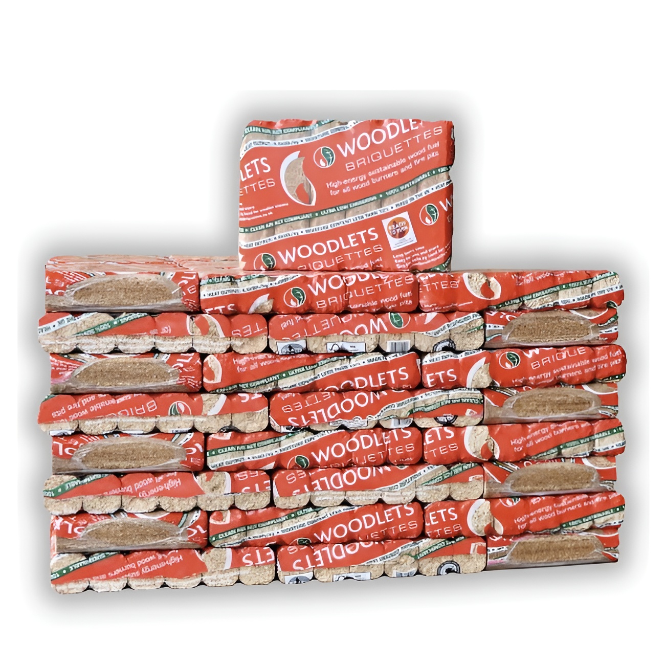 Woodlets Wood Briquettes Half Pallet: 48x10kgs Woodlets Wood Briquettes Half Pallet: 48x10kgs