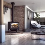 Drolet Escape 1800 Wood Stove On Legs - Brushed Nickel Door DB03112