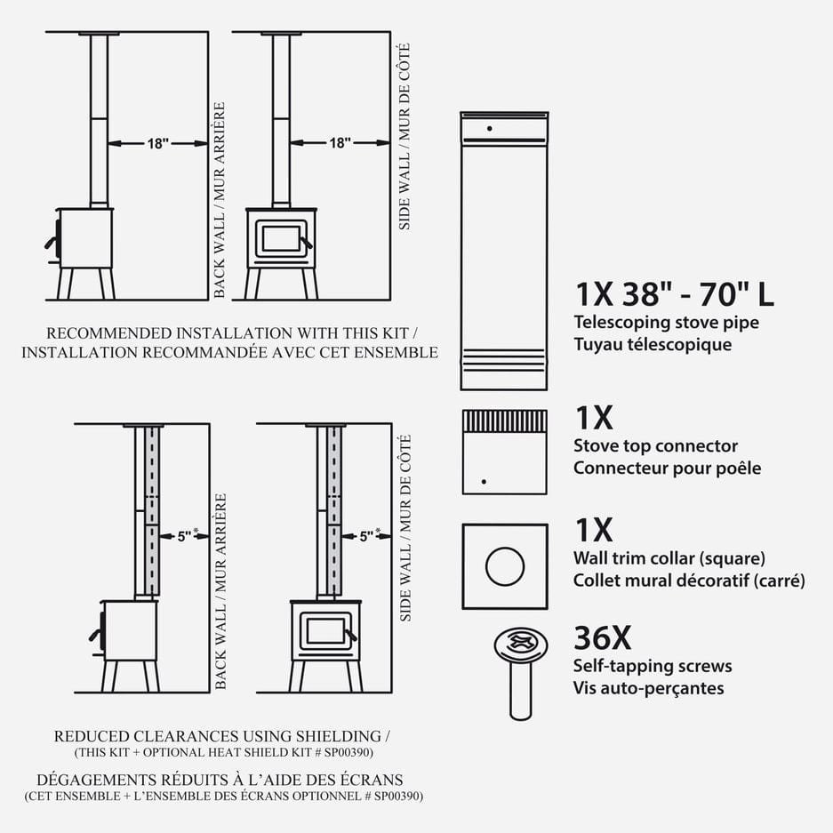 Drolet 6” Single Wall Pipe To The Ceiling – SP00370