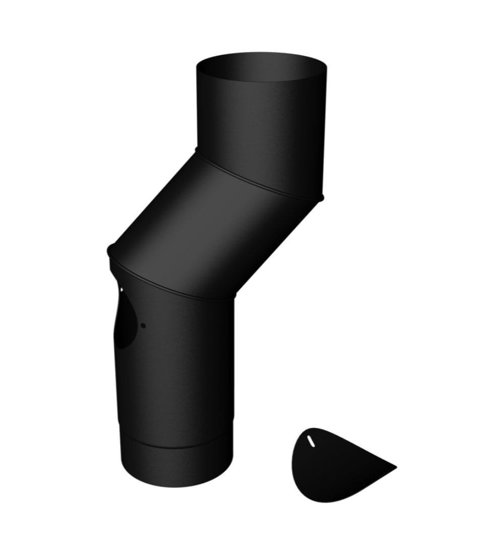 Matt Black Offset Stove Flue Pipe with Door